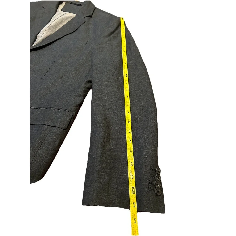 Banana Republic Blazer‎ Linen Cotton Blend Navy Blue Jacket 42R Tailored Fit